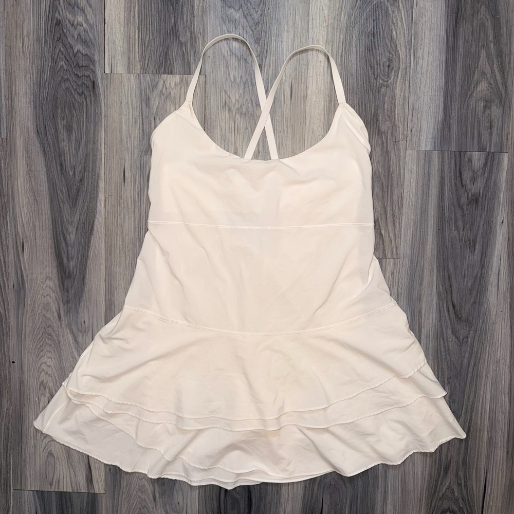 OFFLINE by Aerie Fit & Flare Athletic Dress Built In Shorts Pocket Stretch White